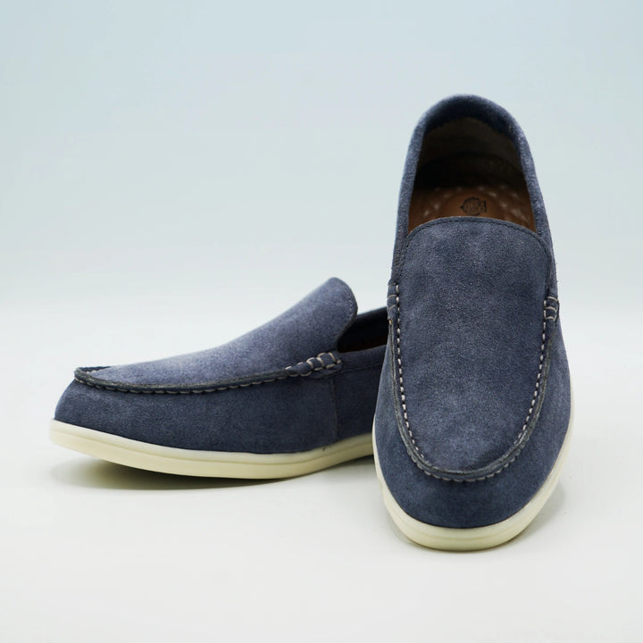 090 mocassin loro daim bleu jeans