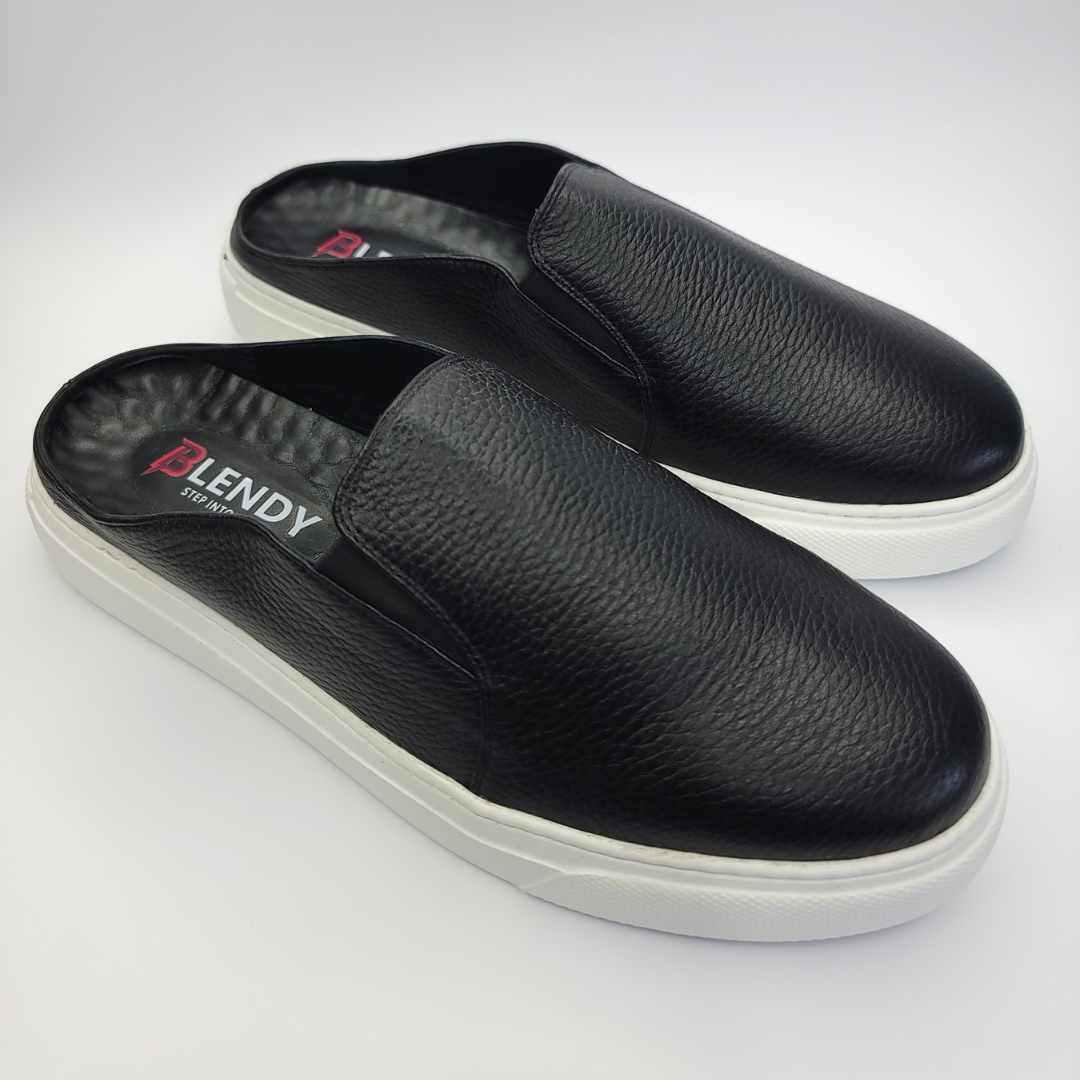 036 babouche moderne cuir noir