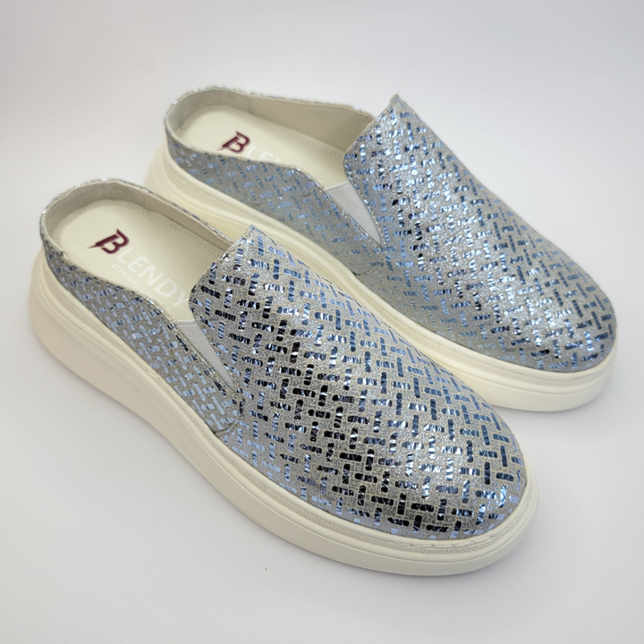 037 mules cuir Argenté