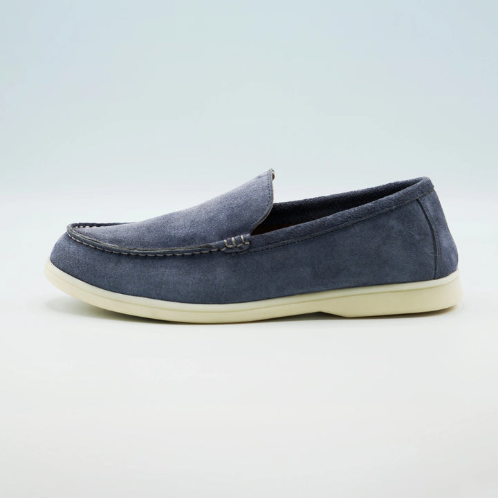 090 mocassin loro daim bleu jeans