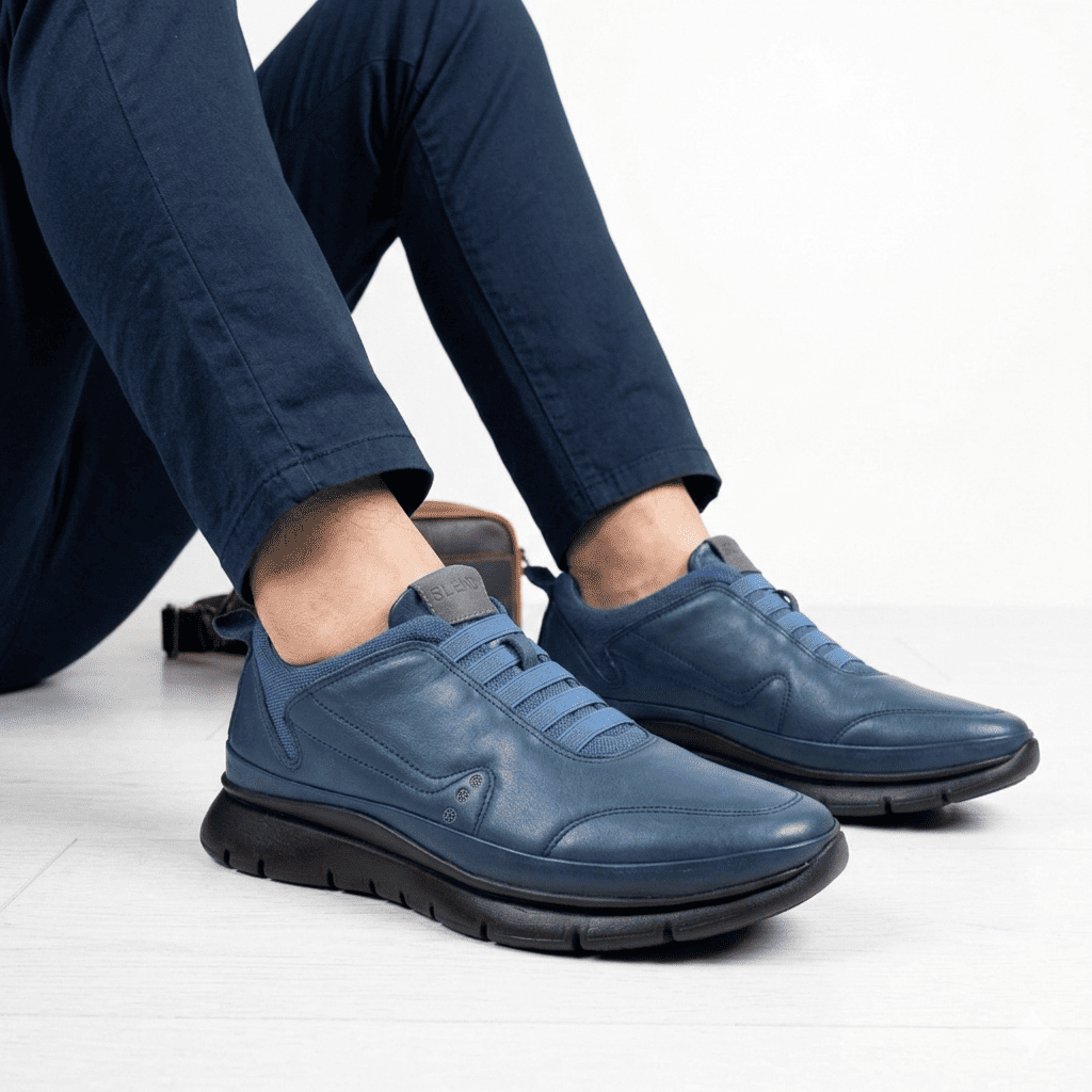 739 moon confort cuir bleu marine