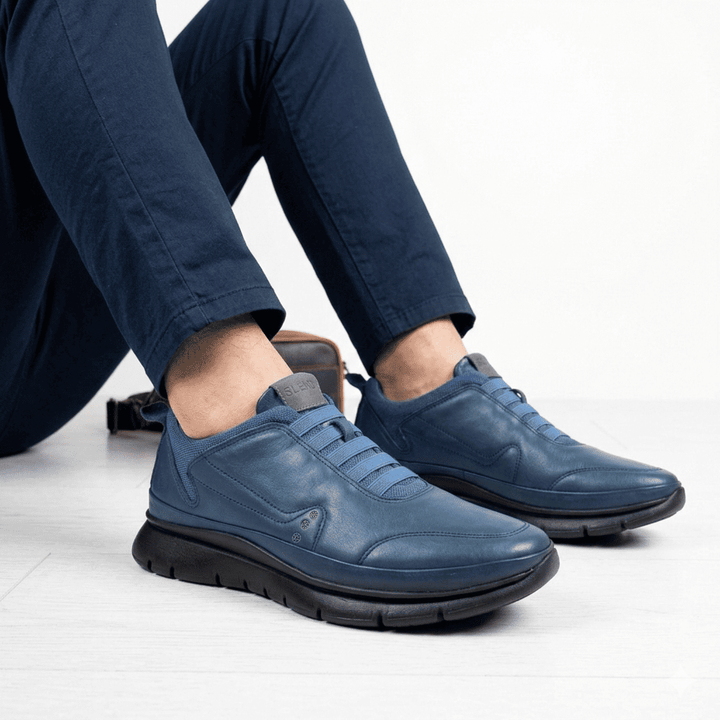 739 moon confort cuir bleu marine