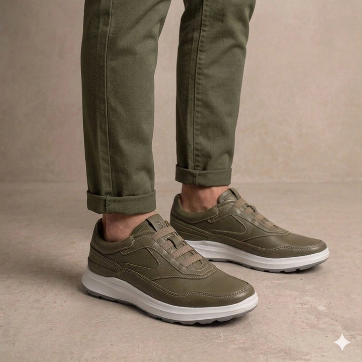 757 Stepin confort cuir vert olive-B