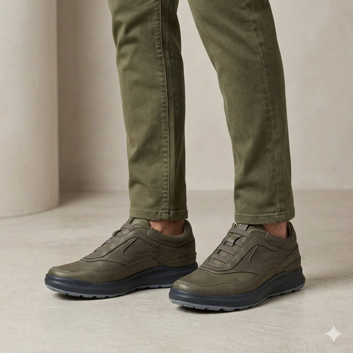 757 Stepin confort cuir vert olive