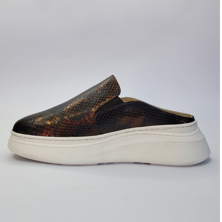 037 mules cuir serpent bronze