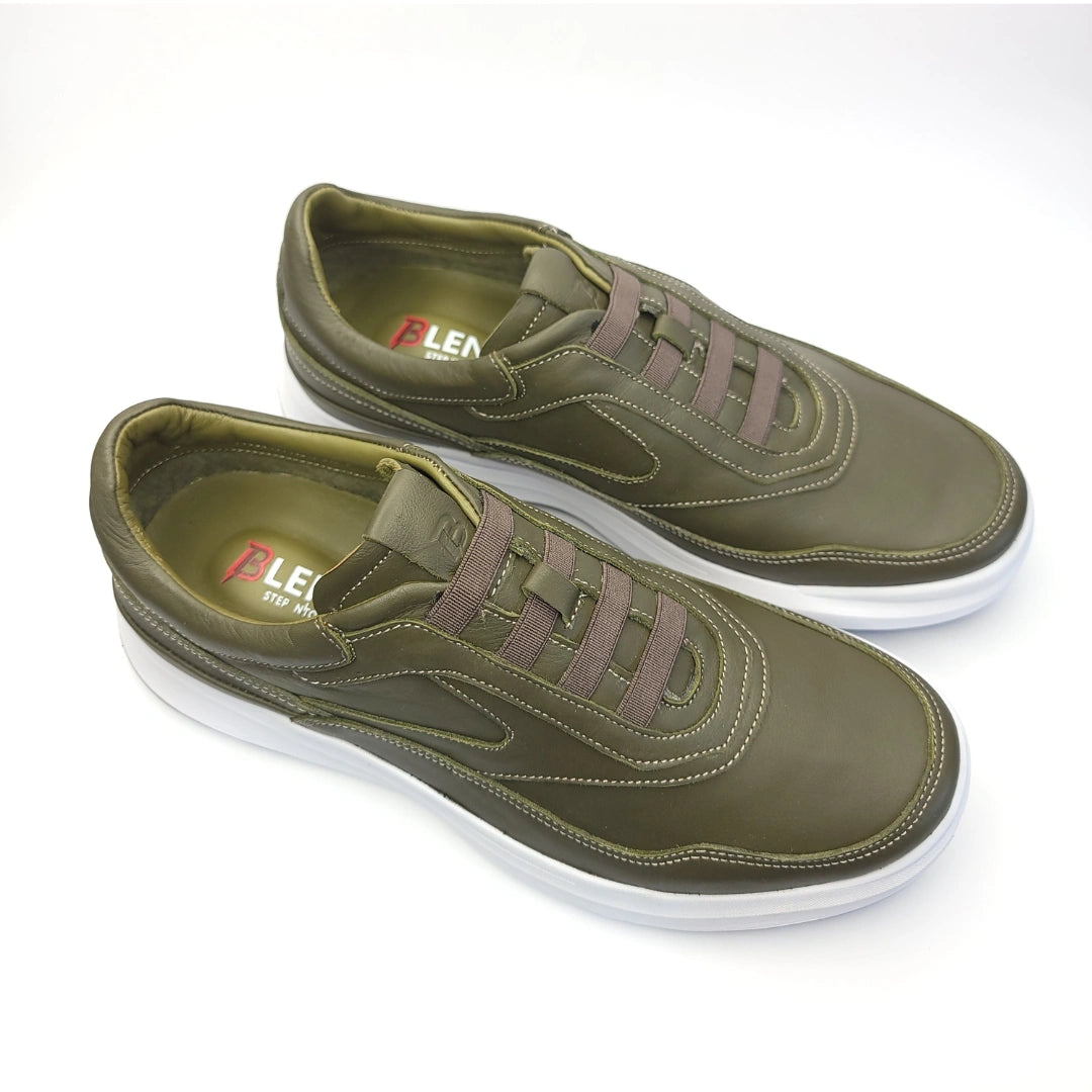 757 Stepin confort cuir vert olive-B
