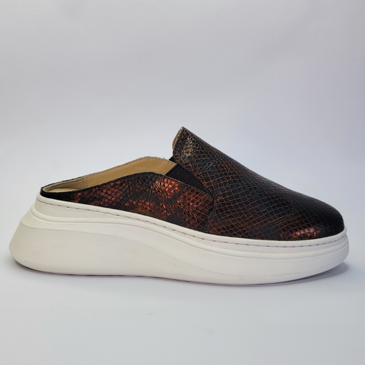 037 mules cuir serpent bronze
