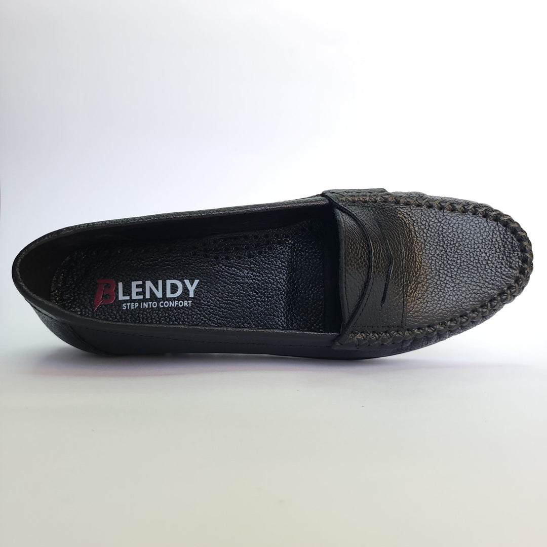 712 mocassin Alton cuir noir grainé
