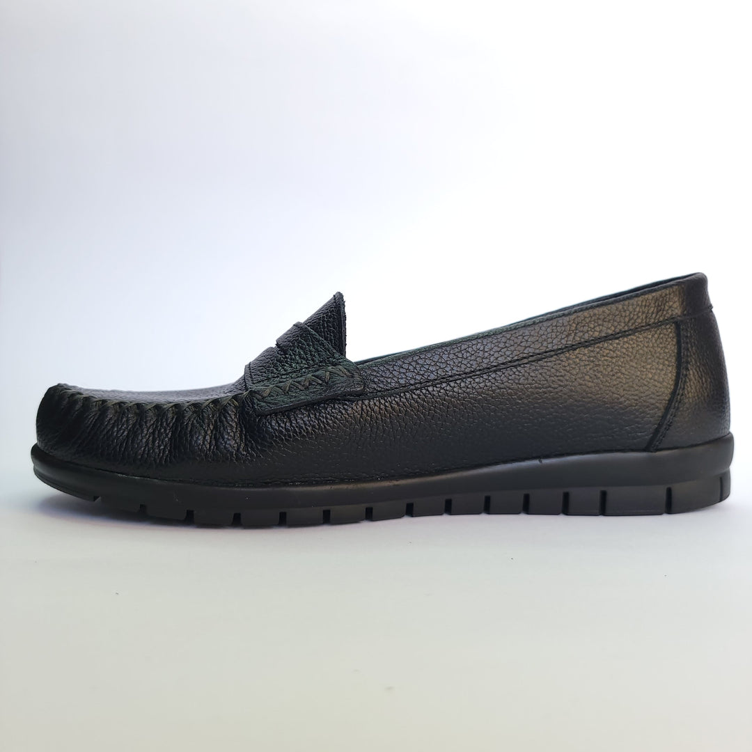 712 mocassin Alton cuir noir grainé