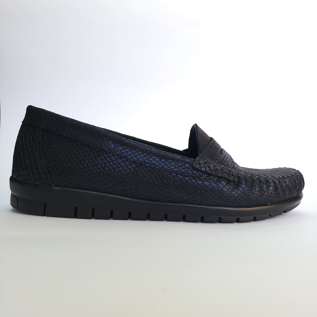 712 mocassin Alton cuir noir brillant