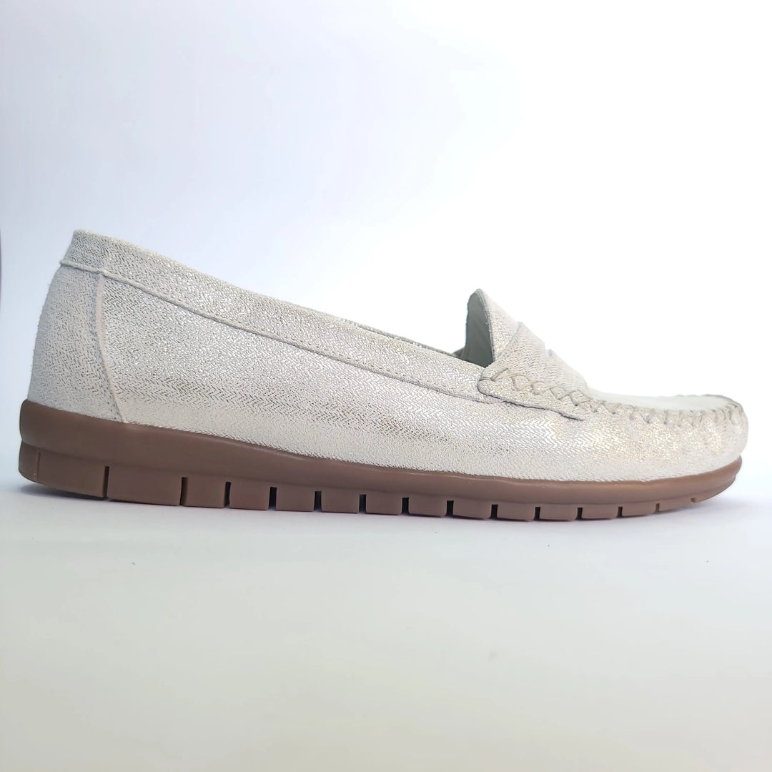 712 mocassin Alton cuir argenté