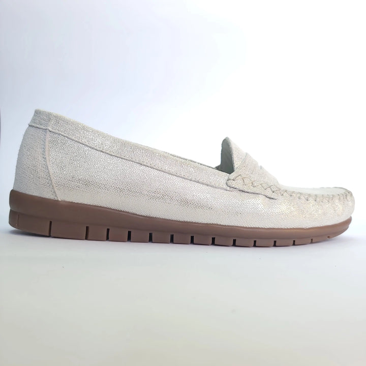 712 mocassin Alton cuir argenté