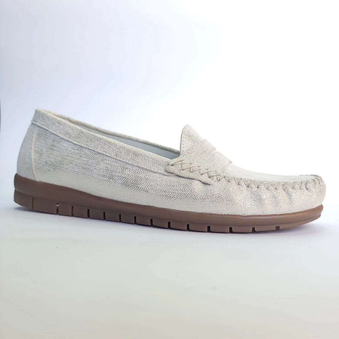 712 mocassin Alton cuir argenté