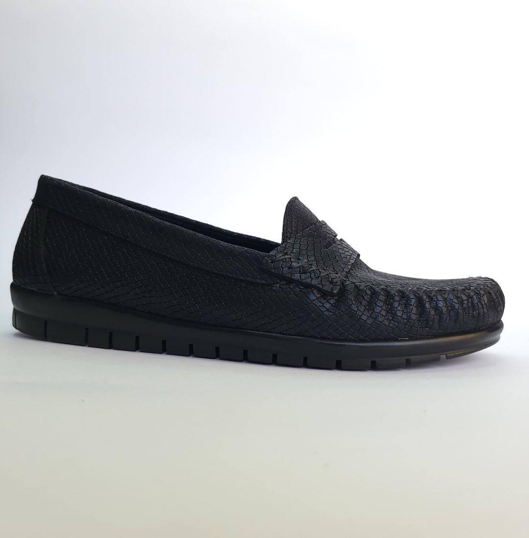 712 mocassin Alton cuir noir grainé