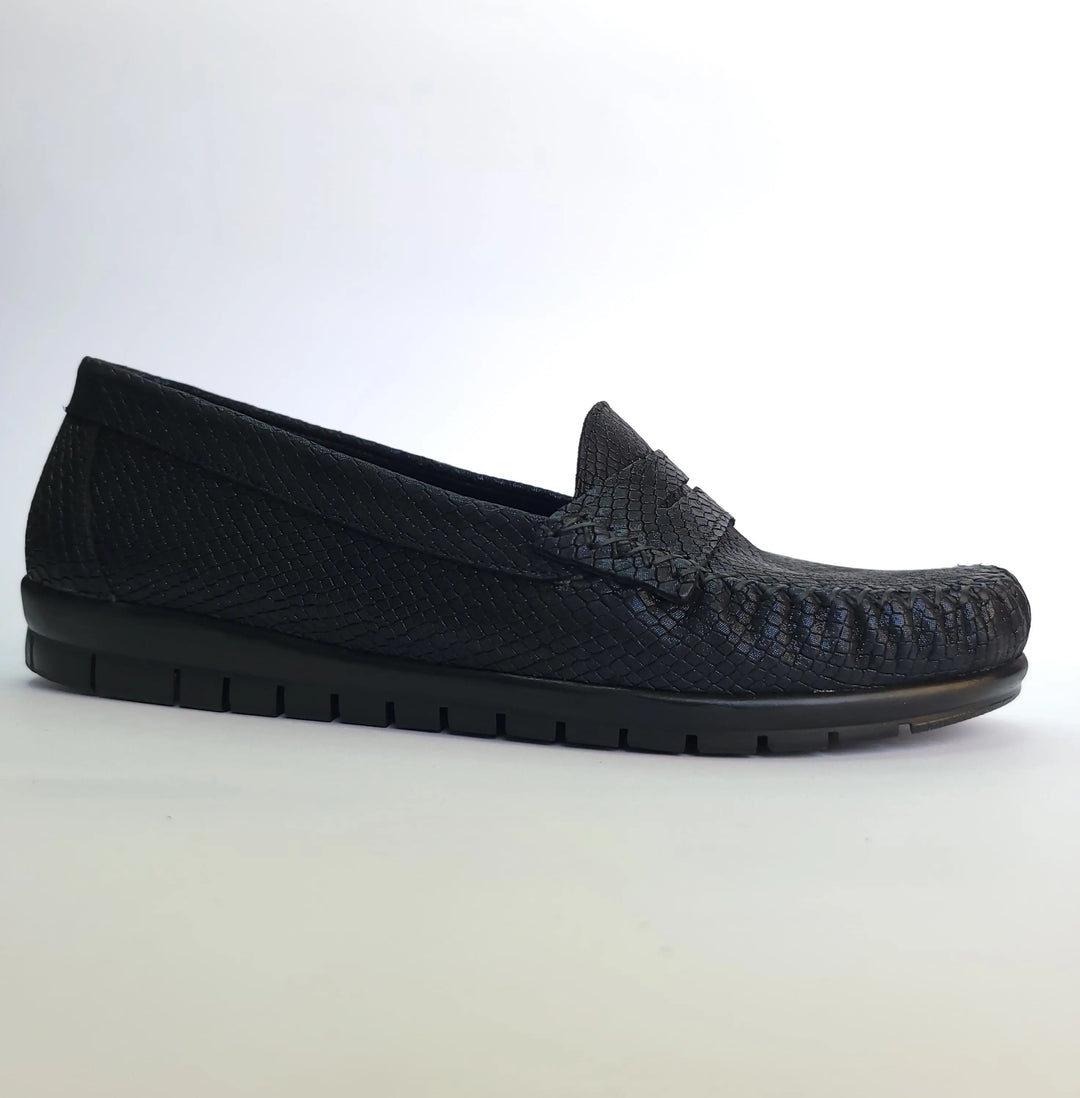 712 mocassin Alton cuir noir brillant