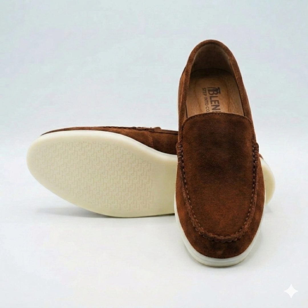 090 mocassin loro daim tabac