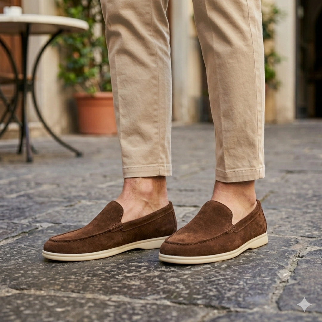 090 mocassin loro daim tabac