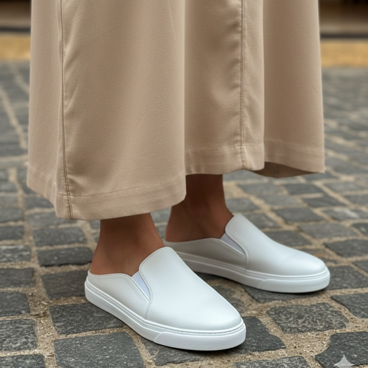 036 babouche moderne cuir blanc