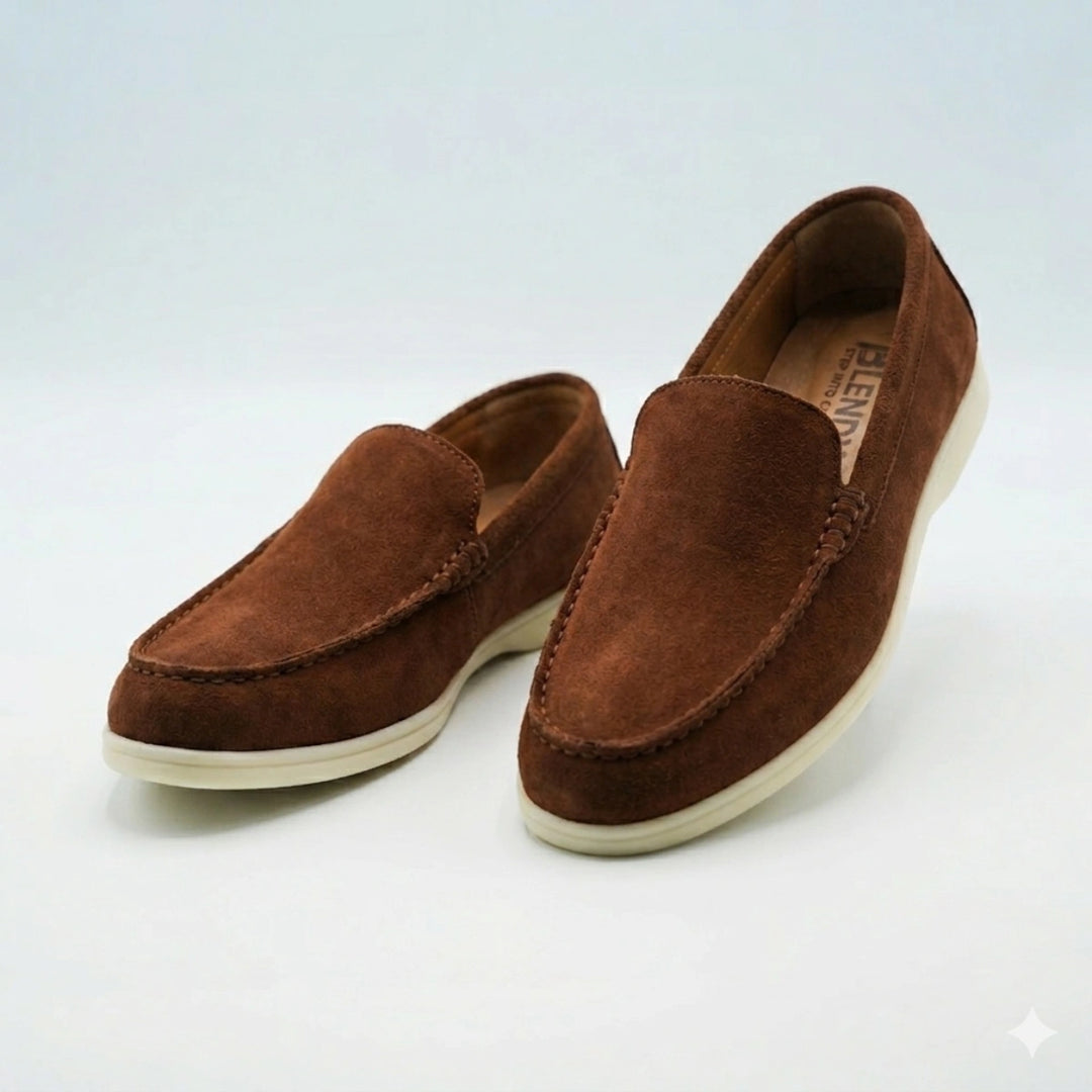 090 mocassin loro daim tabac