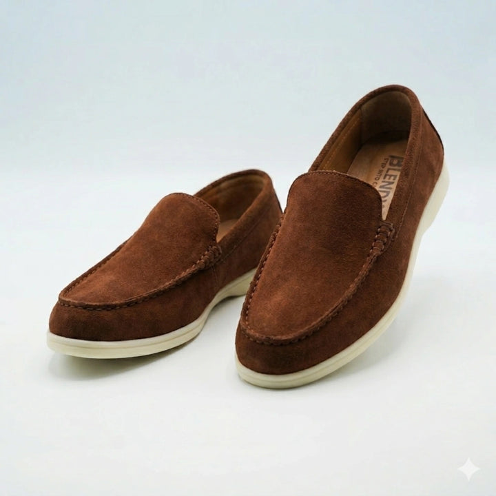 090 mocassin loro daim tabac