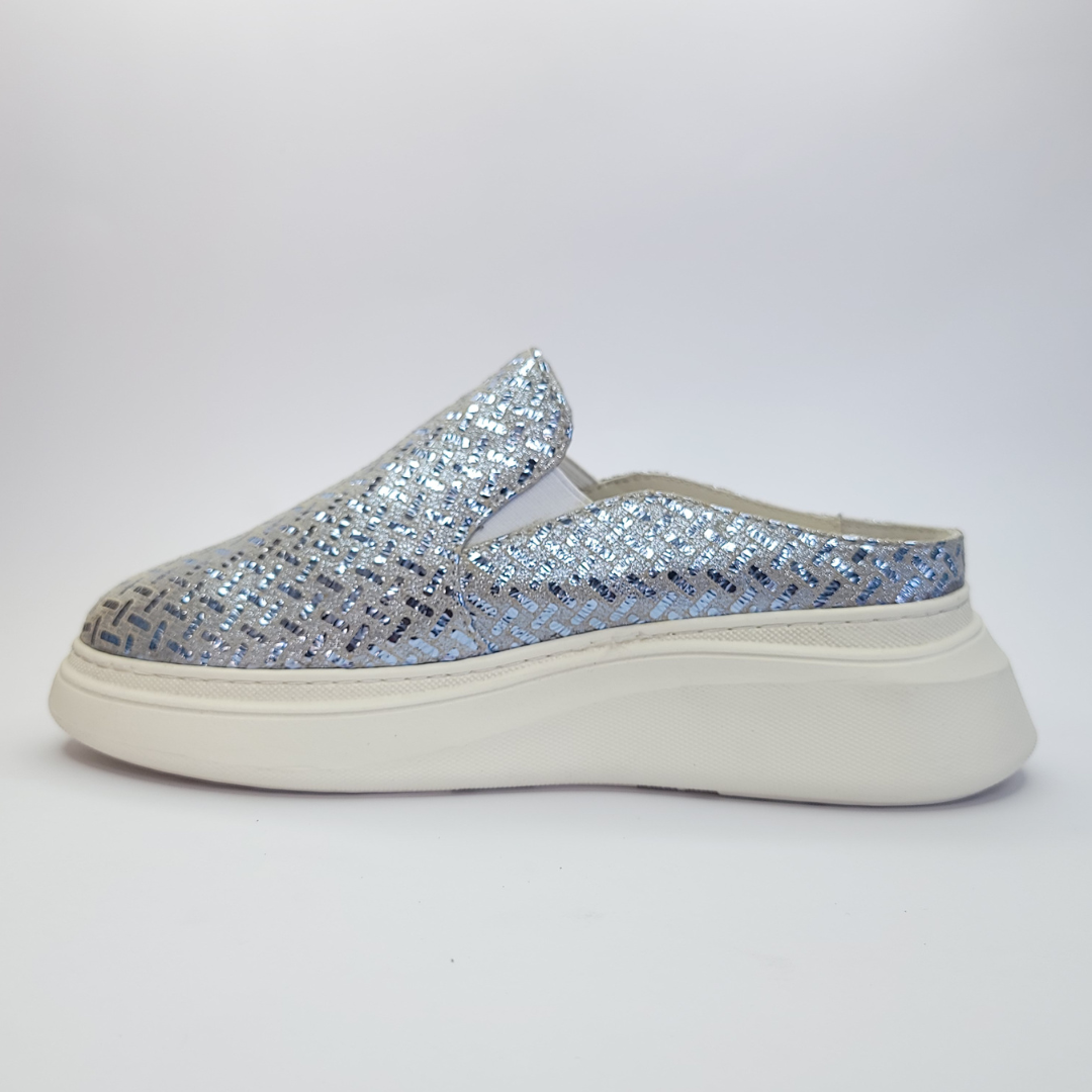 037 mules cuir Argenté