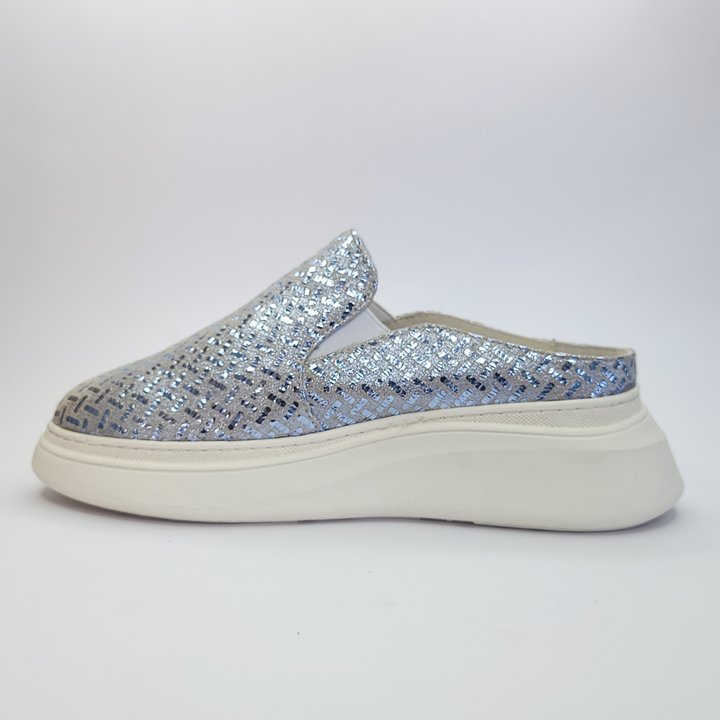 037 mules cuir Argenté