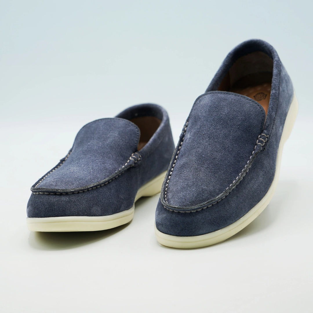 090 mocassin loro daim bleu jeans