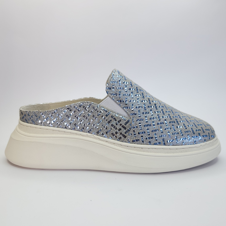 037 mules cuir Argenté