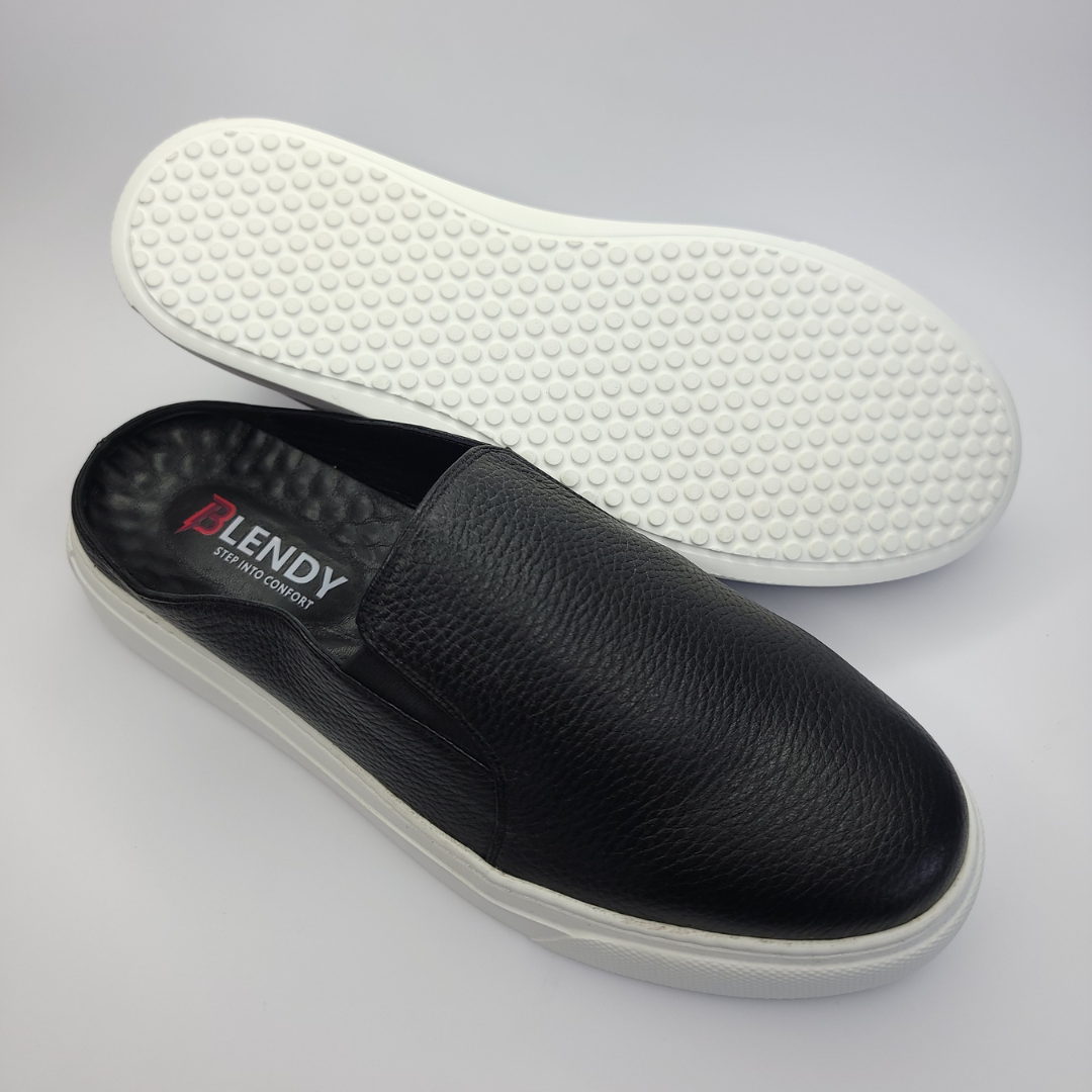 036 babouche moderne cuir noir