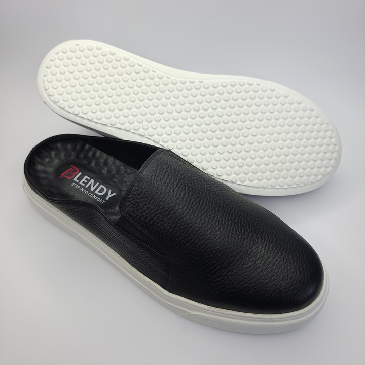 036 babouche moderne cuir noir