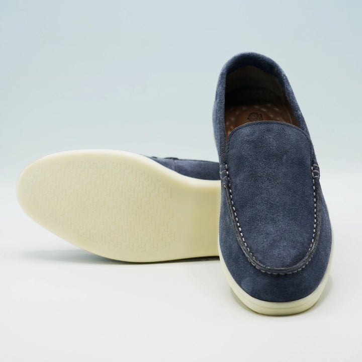 090 mocassin loro daim bleu jeans