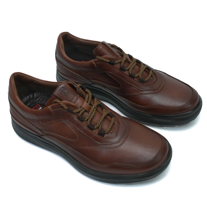 756 Stepin confort cuir tabac foncé lacet